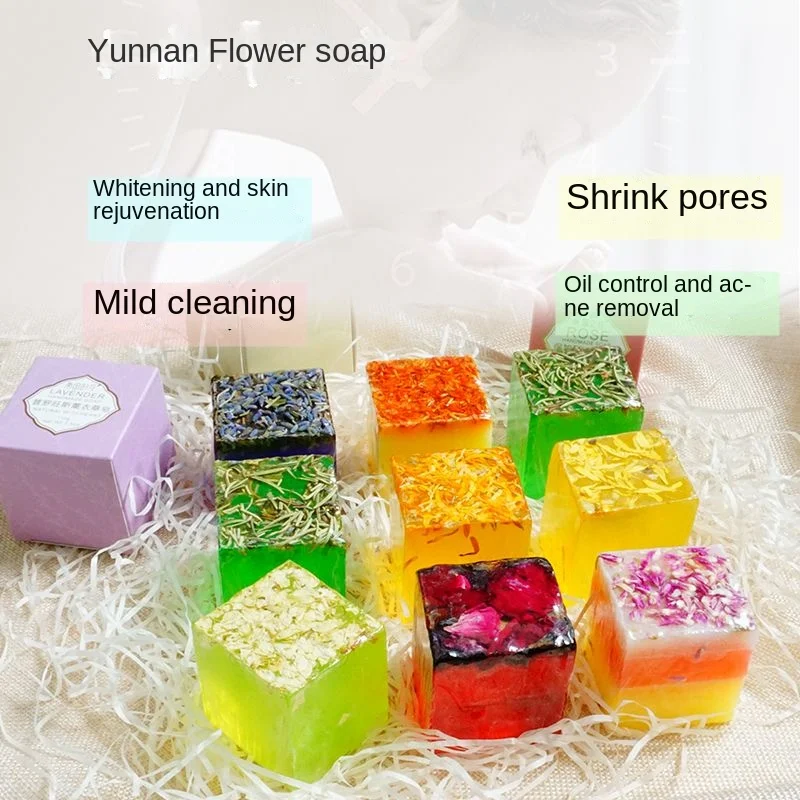 Flower 120G Handmade Essential Oil Facial Soap Face Wash Bath Brightening Skin Color Nourishing Moisturizing