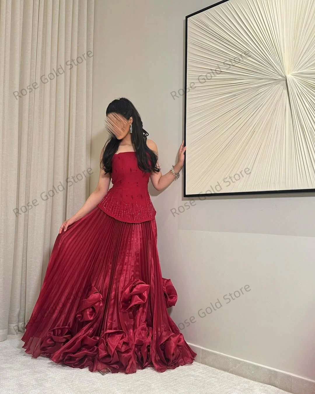 Strapless dames avondjurk voor Arabisch op maat gemaakte kralen vestidos de noche vlek mouwloze formele galajurken