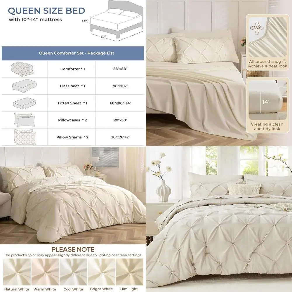 

All-Season 7-Piece Bedding Set with Comforter, Sheets, Pillowcases, and Shams in Beige