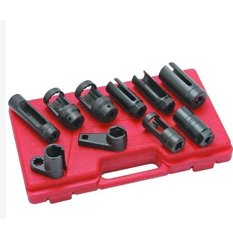 10 Pcs Cr-V Steel Master Sensor Socket Tool Oxygen Sensor Pressure Wrench Installation Offset Vacuum Socket Removal Tool