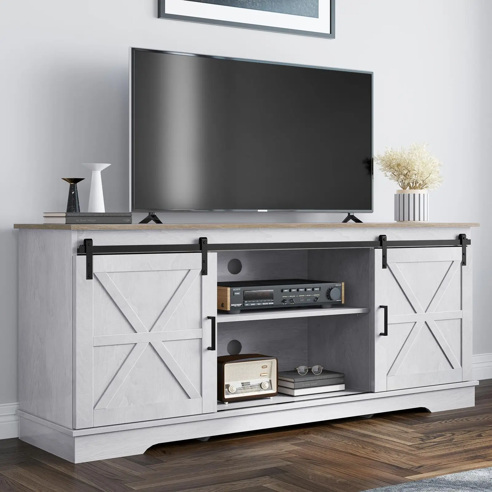 TV Stand for 65 inch TV Entertainment Center Media Console with Storage Cabinets