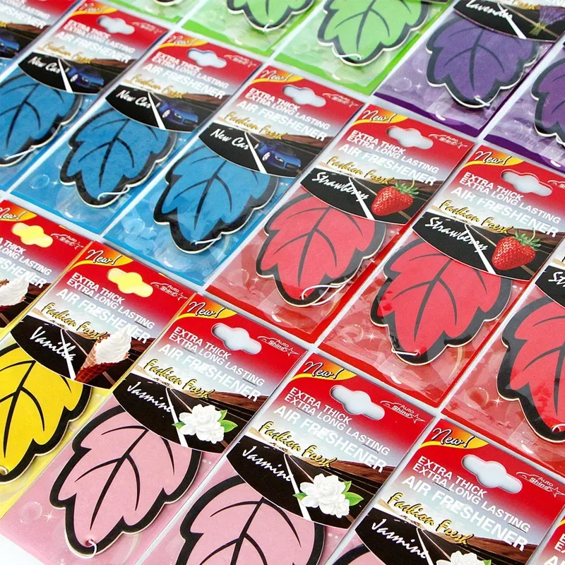 

10pcs Car Accessories Interior Car Air Freshener Natural Scented Tea Paper Auto Hanging Vanilla Perfume Fragrance Leaf Shape