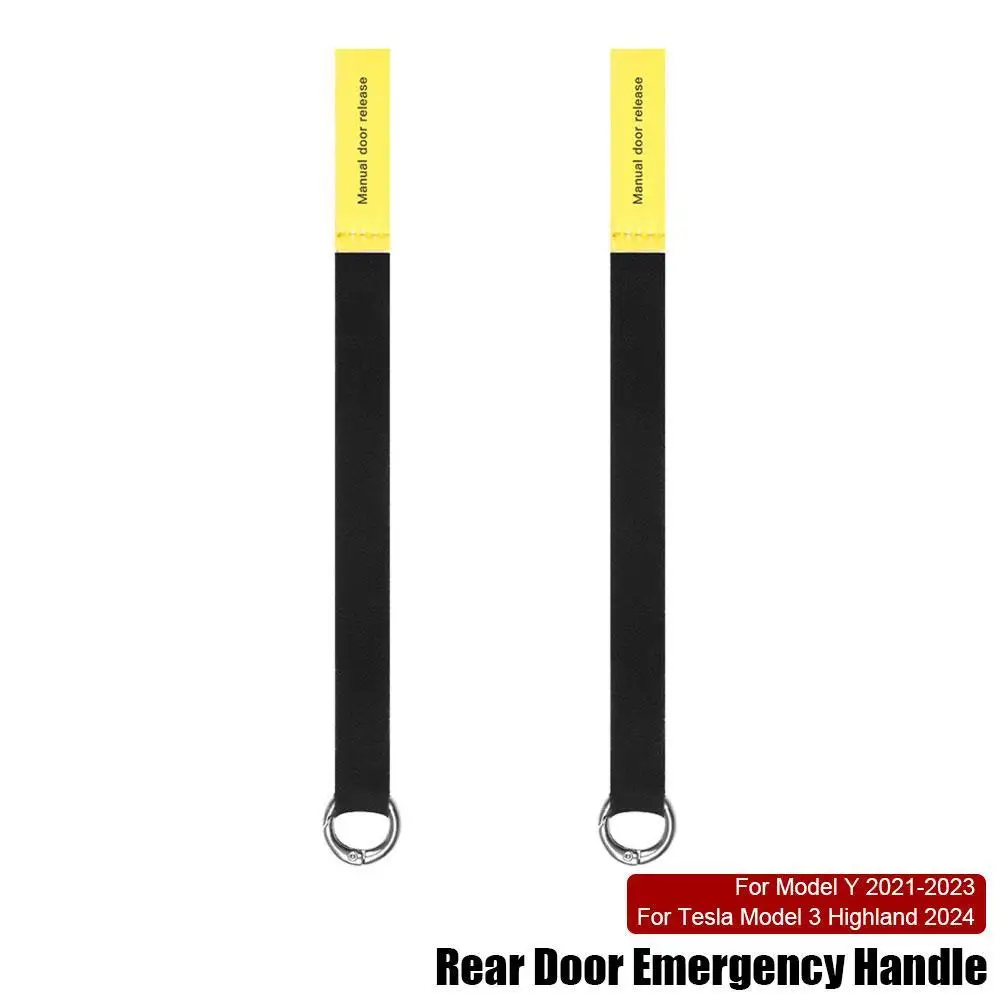 2PCS Rear Door Emergencies Safety Pull Rope For Tesla Highland 2024 For Model Y 2021-2023 Emergency Handle Car Accessory