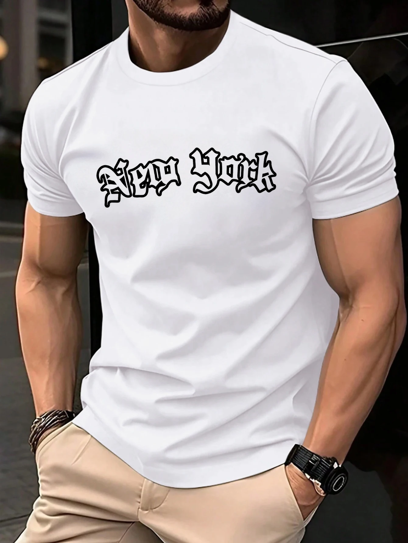 New York Kreative Kunst Brief Drucken T-Shirts Männer Sommer Oansatz T-shirt Baumwolle Alle-Spiel Kurzarm Mann Casual Lose kleidung