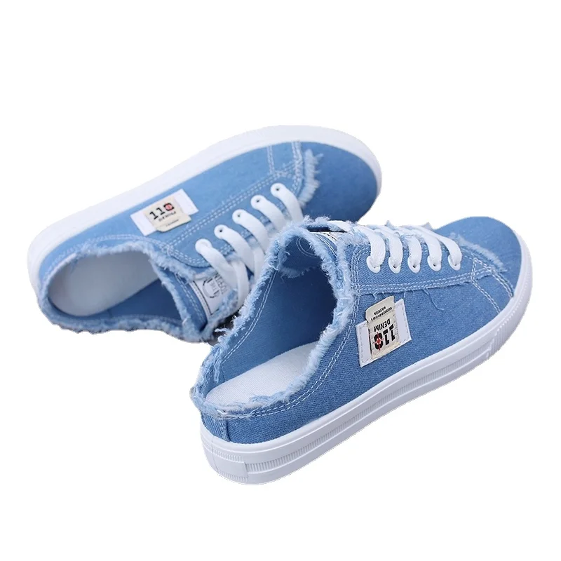 New 2023 Spring Summer Women Canvas Shoes flat sneakers women casual shoes low upper lace up white shoes Large size 43