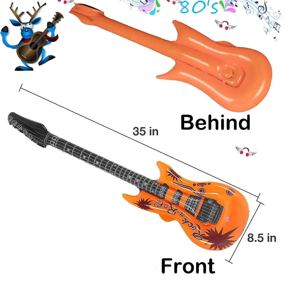 Inflatable Guitar Inflatable Rock Star Toy Karaoke Party Inflatable Instruments Decorations Party Favor for 80s 90s Themed Party