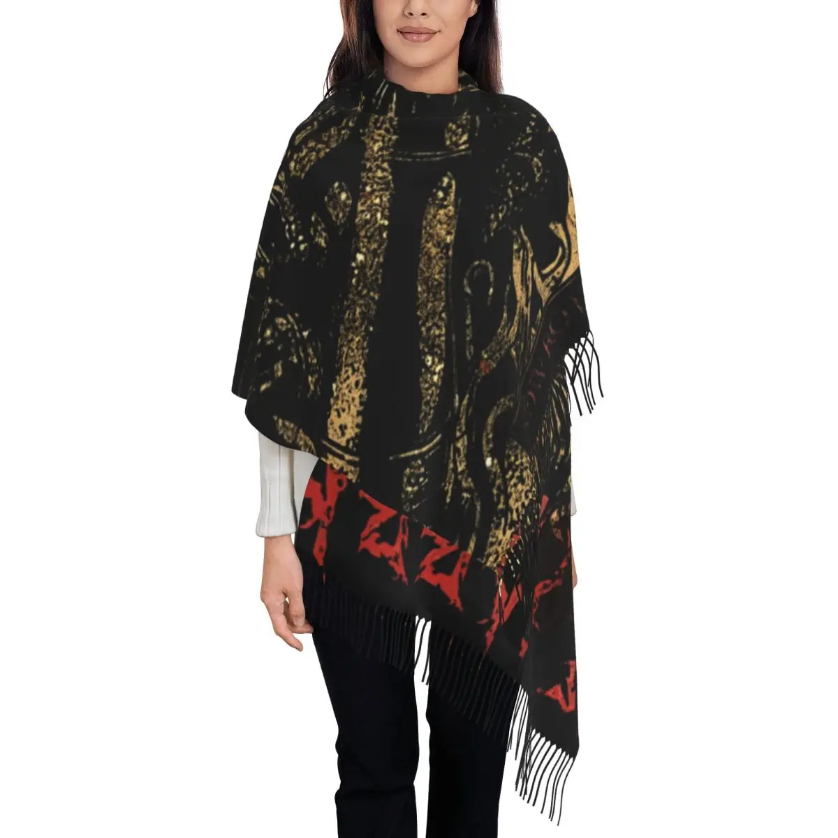 Eldenned Ringged Blade Of Miquella Scarf Warm Shawls and Wraps with Long Tassel Lady Large Scarves Autumn Bufanda