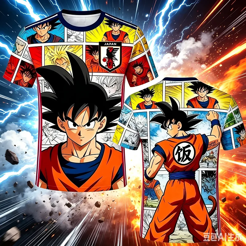 Camiseta de Fútbol 3D de Secado Rápido de la Selección Nacional de Japón con Diseño de Dragon Ball Son Goku para Hombres y Mujeres, Ropa Deportiva para Entrenamiento al Aire Libre