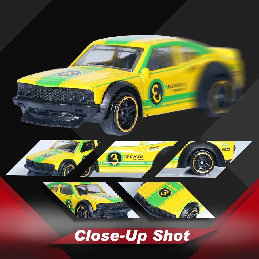 نموذج سيارة سباق مصنوع من خليط معدني 1:64، لون أصفر وأخضر، لعبة للأولاد، هدية إبداعية لعيد الميلاد والهالوين، تفاعل عائلي، متعدد الوظائف للعب والتجميع والتزيين #2