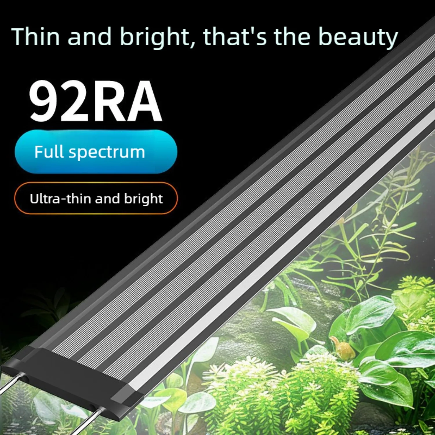LED Aquarium Light for 12 Inch To 60 Inch Freshwater Fish Tank Aquatic Plant LED Light, Sunlight / 3 Color Light Modes, 92 CRI