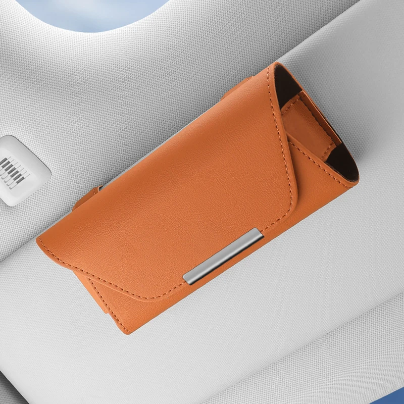 

1Pc Universal Car Sunglass Holder for Visor, Leather Glasses Case, Metal Clip for Secure Fit, Eyeglass Storage, Interior Gadget