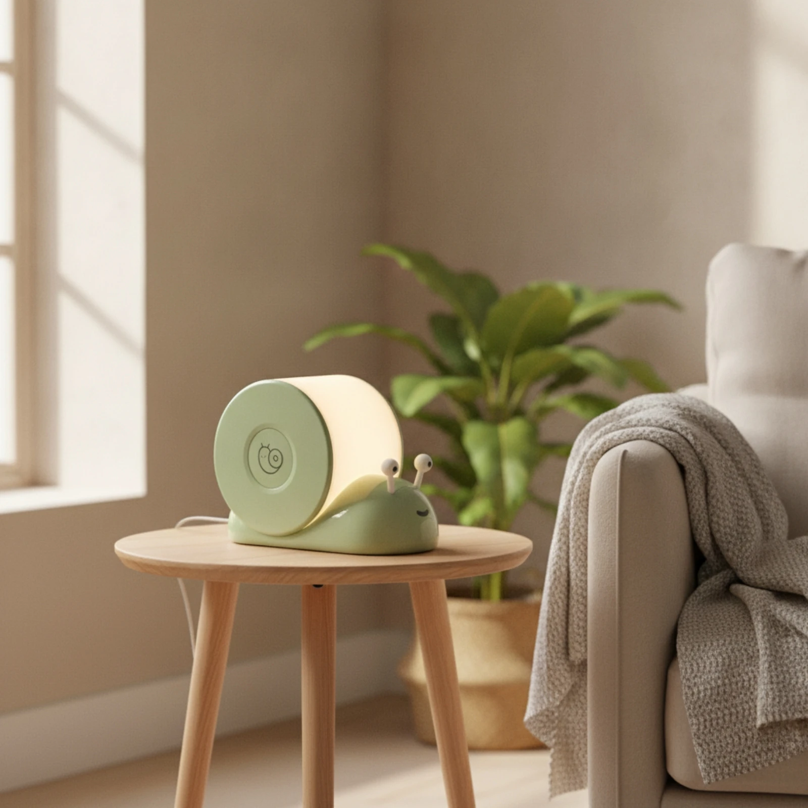 Snail Night Light USB Charging Night Light with Attachable Base Attachable Wall Lamp Auto-off Compact for Children, Bedroom