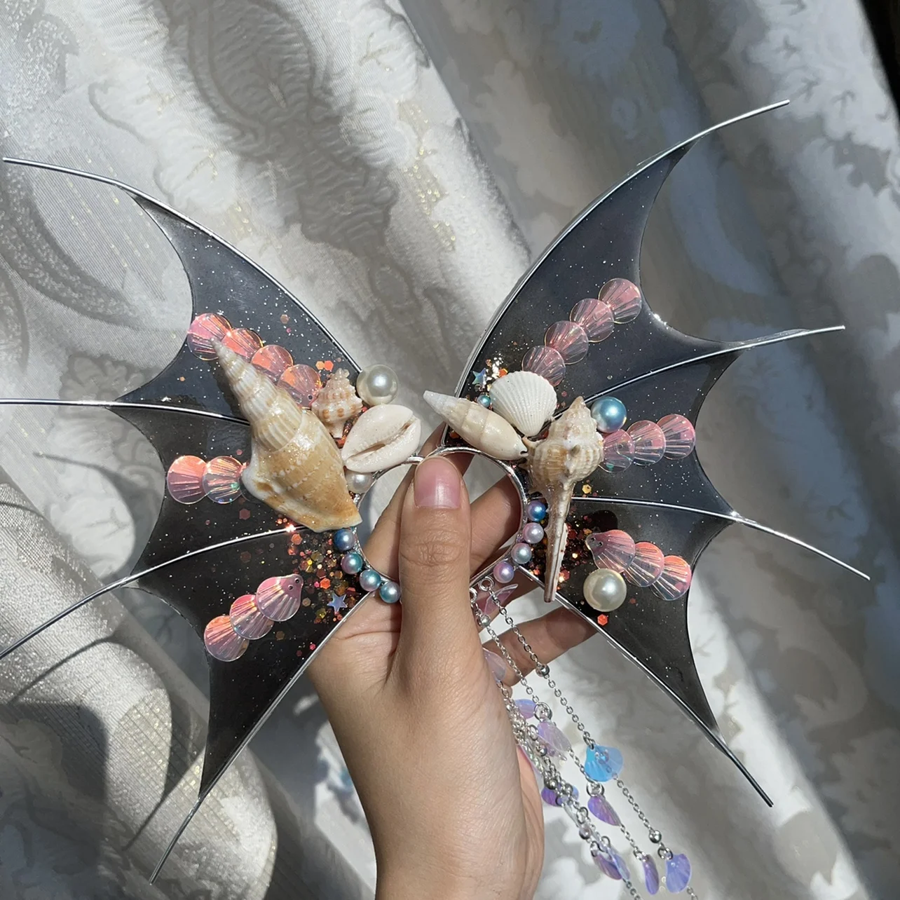 HOT!COS Mermaid Ears Headdress Fairy Wizard Hair Accessories Shark Ears Mermaid Props Photo Cosplay Props Diving Fairy