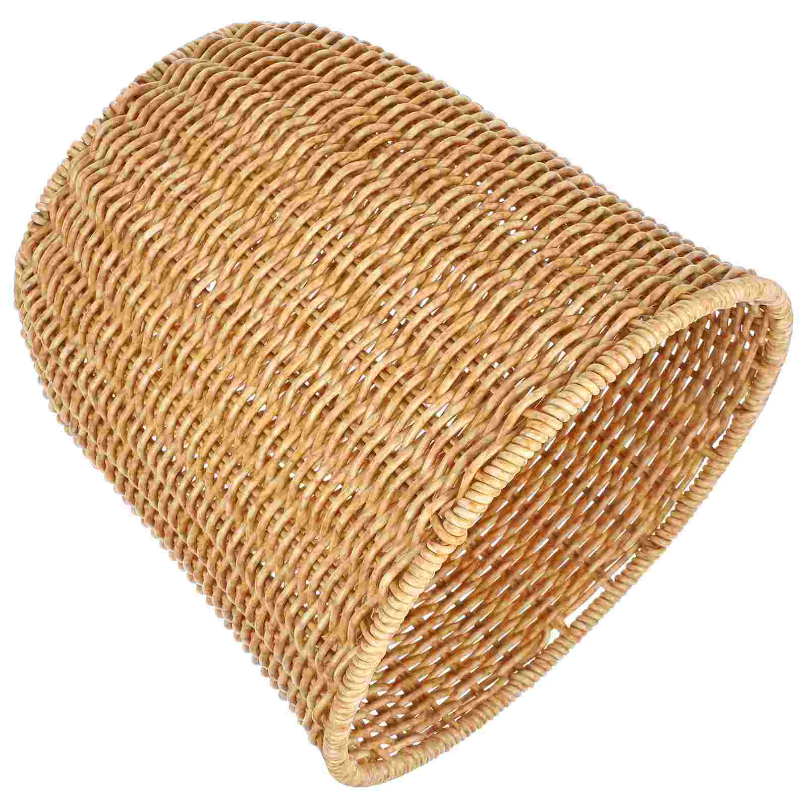 Decorative Trash Can Woven Grocery Basket Storage Organizer Sundries Rubbish Bin