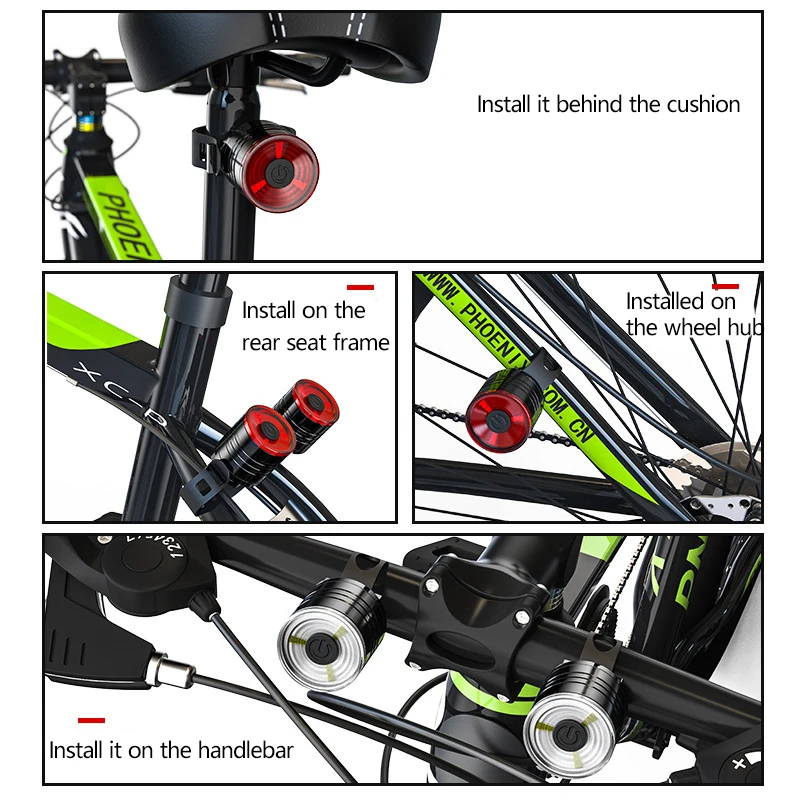 المصابيح الخلفية للدراجة، وأضواء خوذة من سبائك الألومنيوم، وأضواء تحذيرية للركوب الليلي، ومصابيح أمامية LED للدراجة الجبلية والمصابيح الخلفية