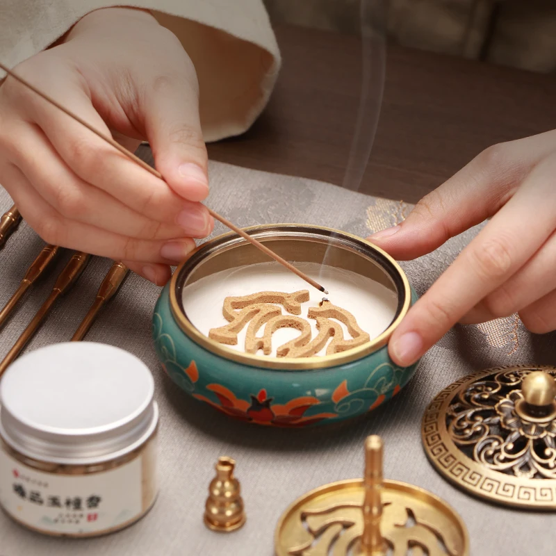 Brass incense set incense seal powder incense seal entry play seal play tools supplies sandalwood bronze smoke stove