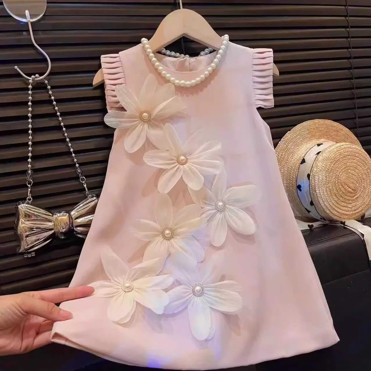 Bear Leader 2-7 Years Summer New 3D Flower Vest Dress Girl's Princess Dresses Baby Kids Clothing Wedding Party Elegent Clothes