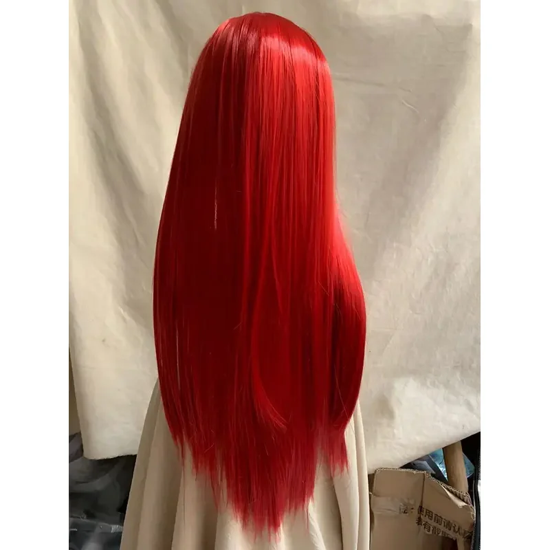 SN55Halloween Horror Night Anime Wig Sally Cosplay Wigs Red Medium Long Straight Hair For Female@54WE