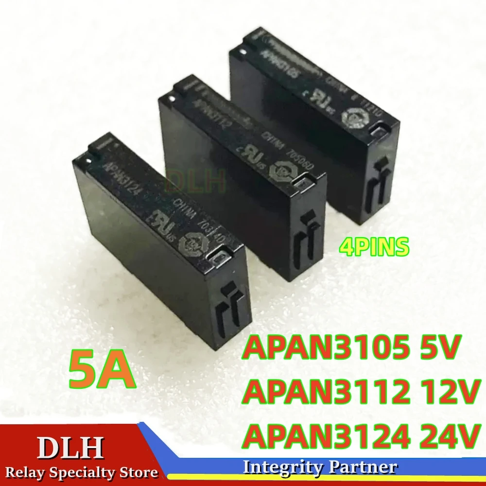 

50Pcs 100% New original relay APAN3105 APAN3112 APAN3124 replace PA1A-5V PA1A-12V PA1A-24V 4pin 5A250V a group of normally open