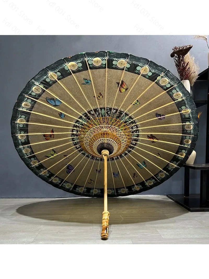 Chinese Wind Oil-paper Umbrella Handmade Traditional Rain-proof Sun-proof Men's and Women's Ancient Hanfu Prop Umbrella