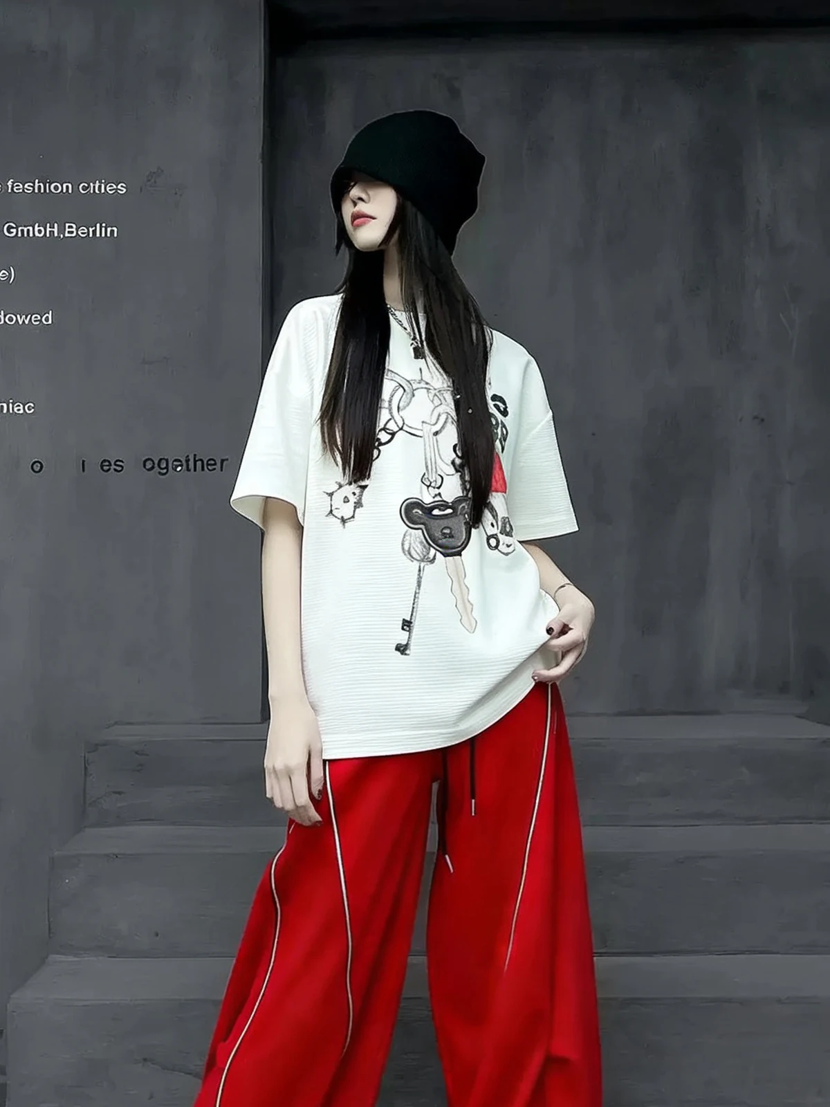 

Женская футболка M-Brand в уличном стиле, свободного кроя, из хлопка, с коротким рукавом, круглым вырезом, летняя коллекция 2026, новый дизайн, повседневная мода