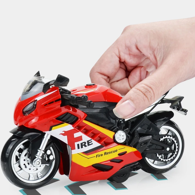 Luci Effetto musicale Simulazione Moto Giocattoli Ragazzi Flash Iron Ride Polizia Modello di moto Tirare indietro Inerzia Auto Regalo per bambini