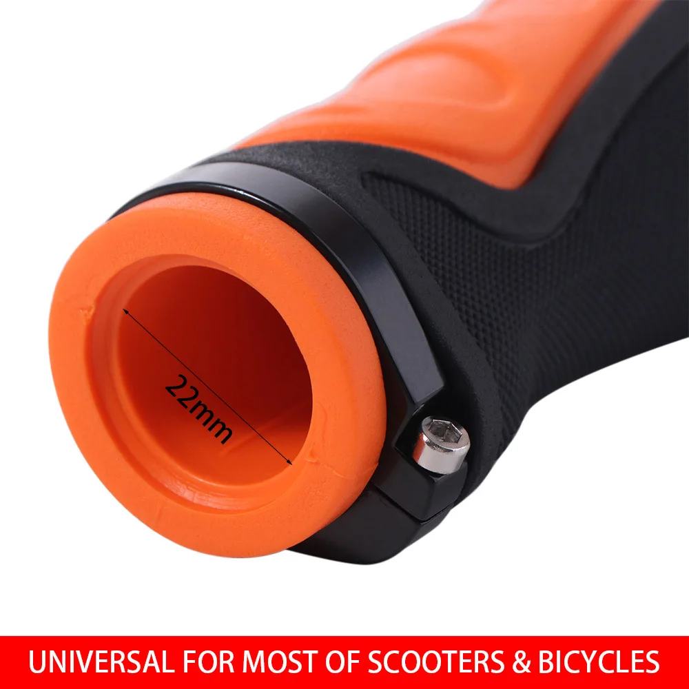 

Anti Slip Cycling Handle Grips Orange Black Lock Design Bicycle Handlebar Comfortable Soft Rubber Electric Scooter Handlebar