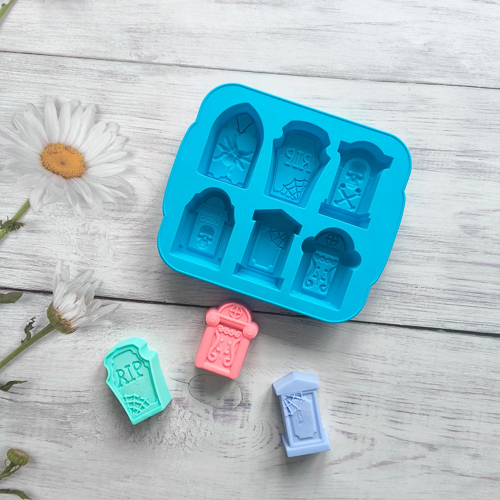Silicone 6 Tombstones for Ice Cube Tray DIY for Halloween Decorative Cake Baking Accessories