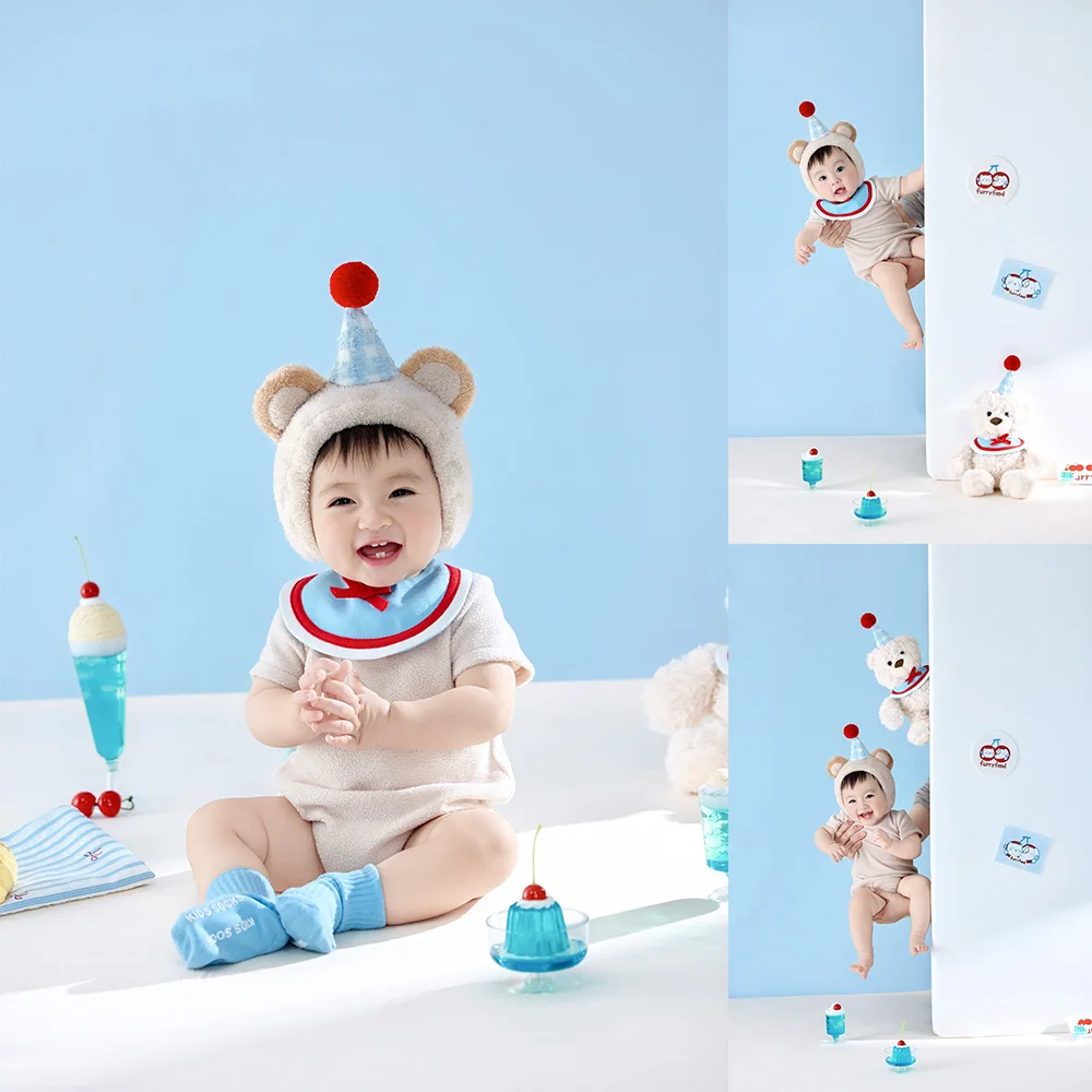 

Sweet Bear-Theme Infant Photography Props Adorable Cuddly Bear Outfit Bear Doll for Baby Boy/Girl for Baby 100-Day Photo Session