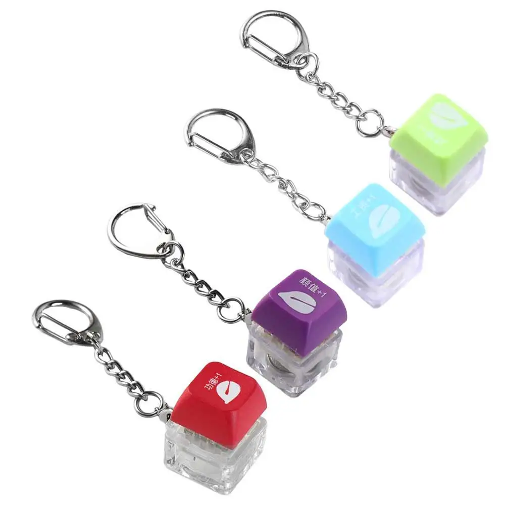 Porte-clés en bois LED Fish Keychain, bouton de clavier mécanique