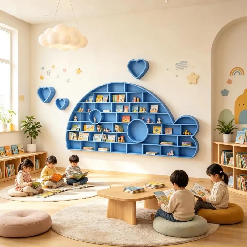 Commercial Book Display Stand Animal Shaping Picture Book Storage Cabinet Reading Corner