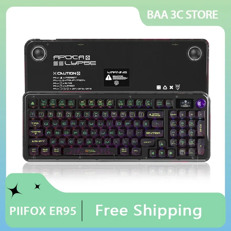 PIIFOX ER95 Mechanical Keyboard Bluetooth Wireless 3mode Hot Swap Transparent Body HIFI Customized Gaming Esports Keyboard Gift