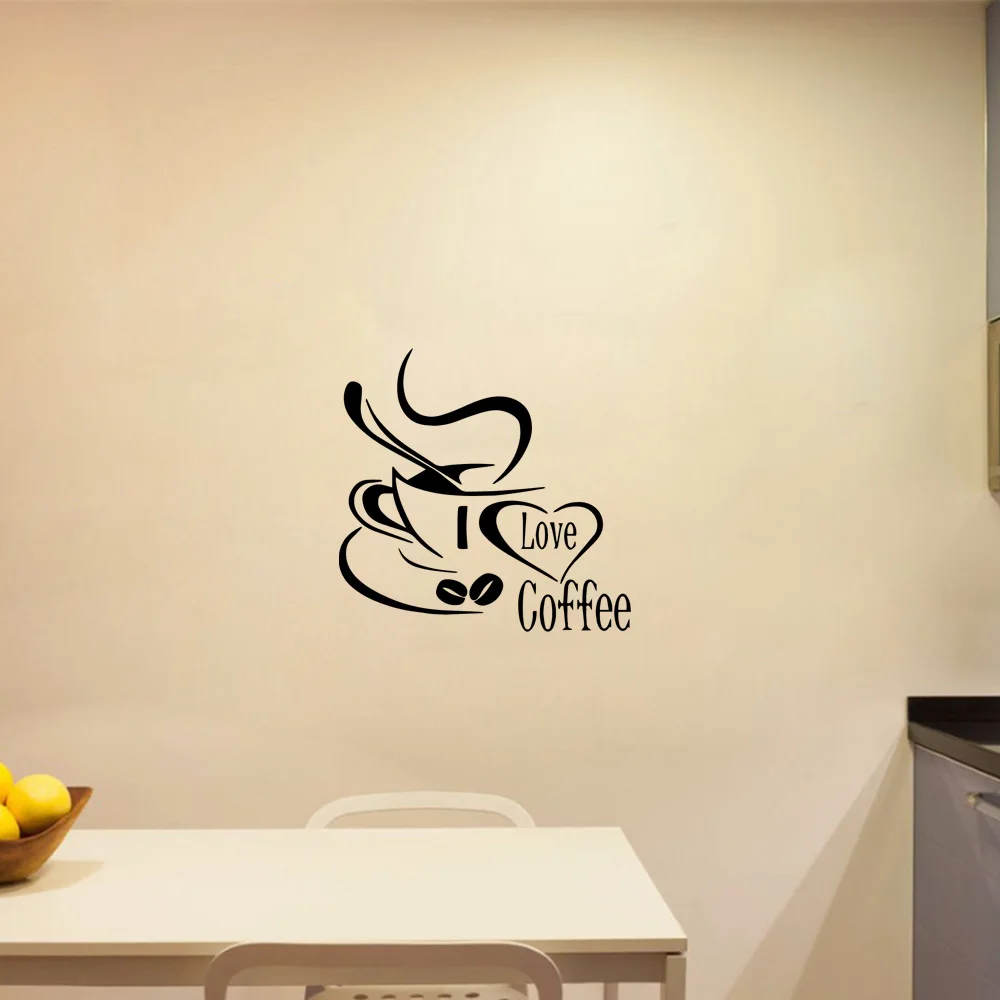 

1 pc I love Coffee text Wall Stickers Decal Art Vinyl Stickers Decoration birthday gifts for coffee store Accessories Murals