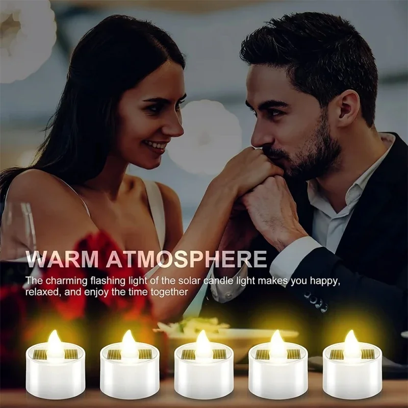 Solar Tee licht LED Kerzen flammen lose Outdoor wasserdichte Solar Tee lichter wiederauf ladbare Kerzen für Party Garten Wohnkultur – Detail 1