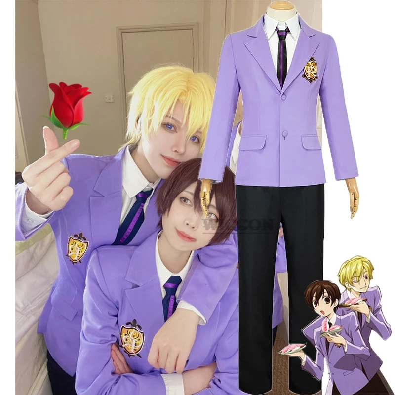 Anime Fujioka Haruhi Cosplay Costume Host Club Cosplay Schoolboy School Uniforms Suou Tamaki Uniform Suits