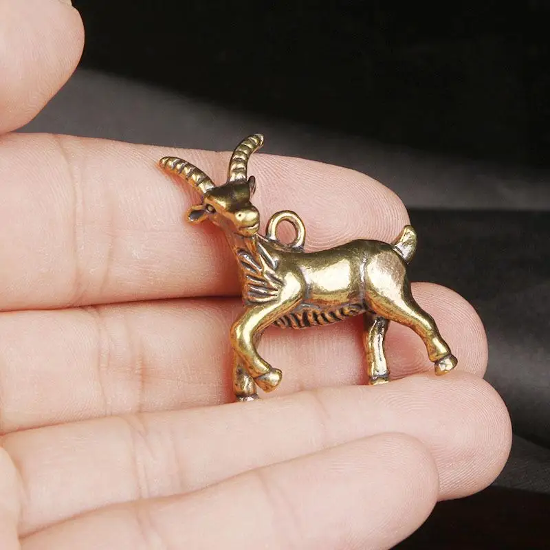 2027 Jahr des chinesischen Tierkreiszeichens Ziege Glücksbringer-Anhänger Schlüsselanhänger Kupfer Feng Shui Reichtum Schlüsselring Damen Herren Taschenanhänger Schmuck Geschenk – Detail 2