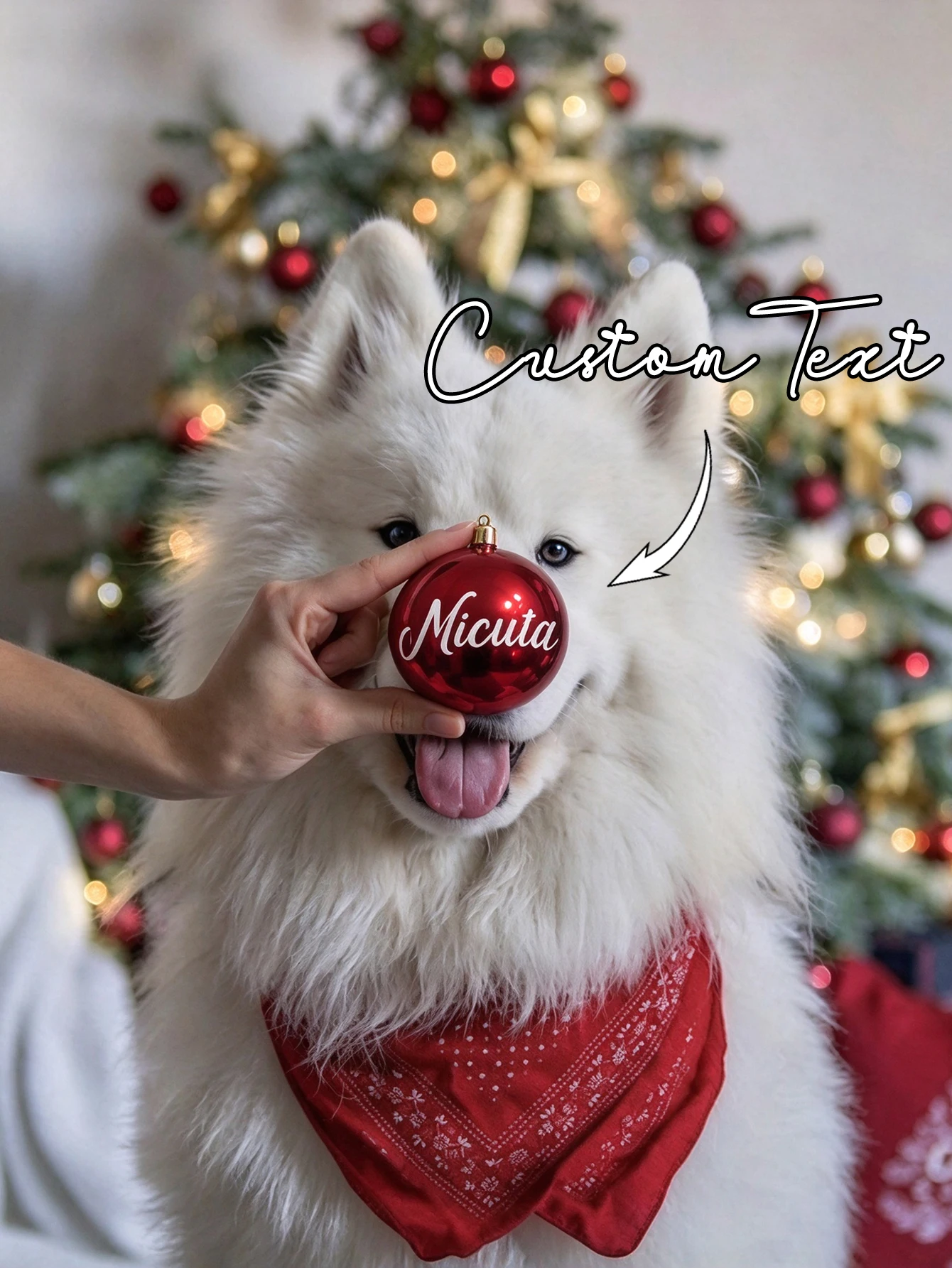 Custom Name Shiny Red Christmas Bauble, Engraved Text Glossy Xmas Ball Tree Decoration Custom Text Tree Hanging Ornament Gift