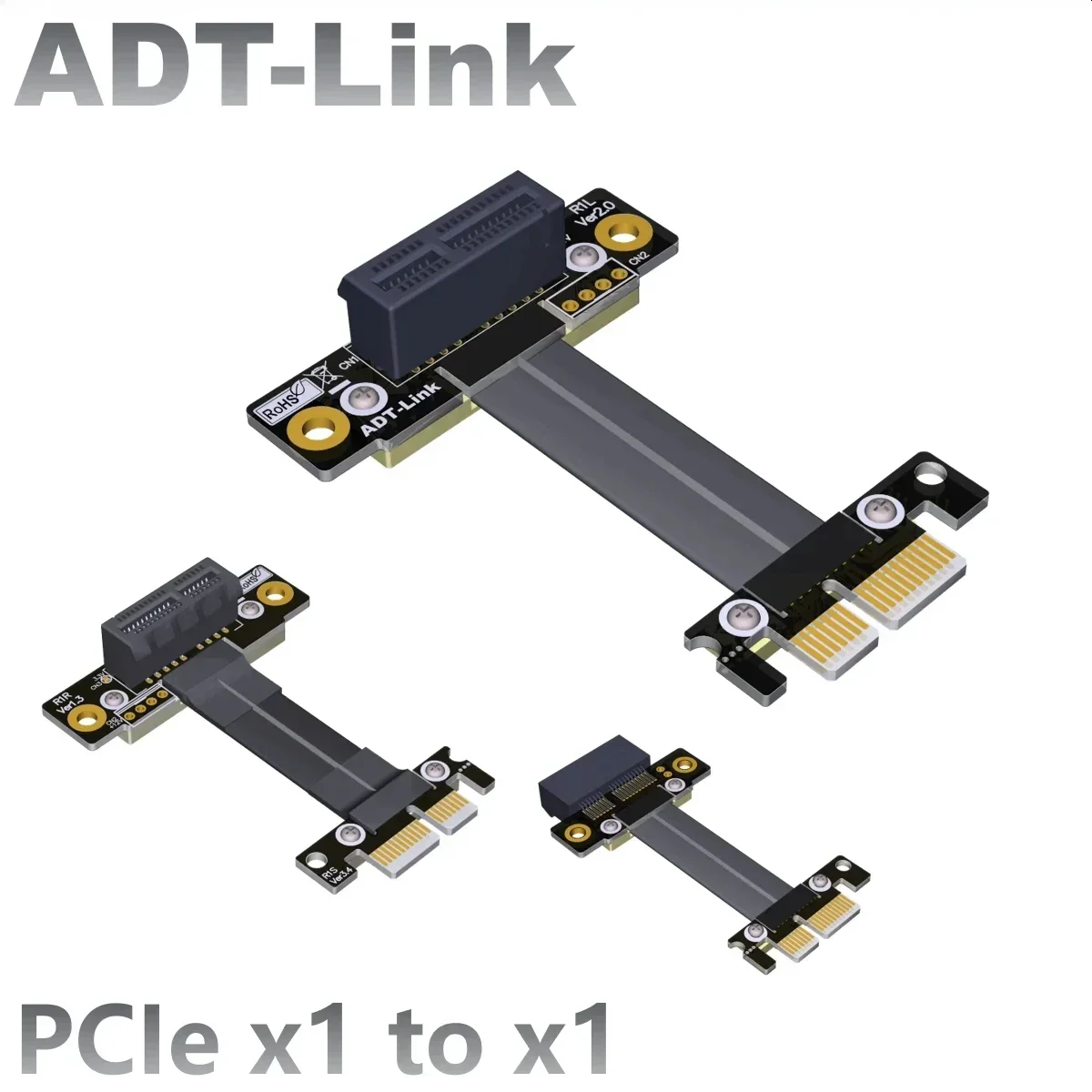 ADT-Link R11 PCIE X1 Riser Cable 90 Degree Right Angle PCIe 3.0 X1 to X1 Extension Cable 8Gbps PCI Express 1X Riser Card 20/30cm