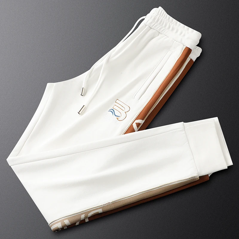 

Comfortable Knitted Casual Pants Men's Autumn Winter Warm Faionable Side Letter Print Sweatpants Youth Slim Fit Long Trousers