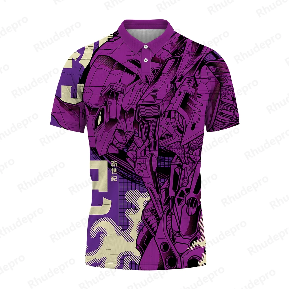 Camisa polo Neon Genesis Evangelion masculina, camiseta de streetwear extragrande, roupas de alta qualidade, 5XL, novo, 2024