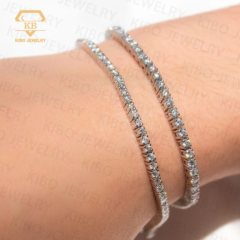 

Kibo 925 silver 3mm Width Men's Bracelet Accessories D Color VVS1 925 Silver for Women Moissanite Tennis Bracelet