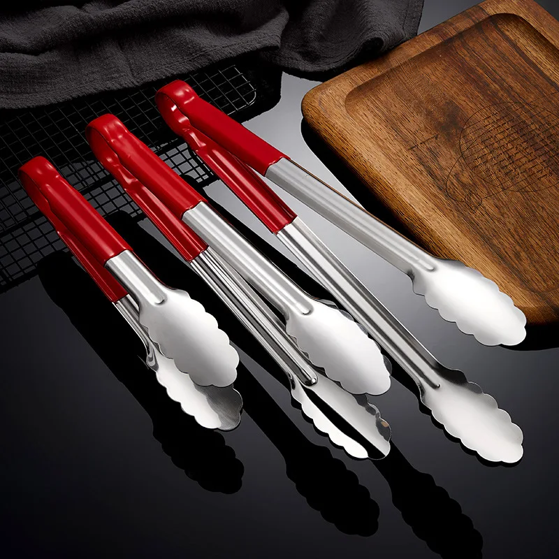 Stainless Steel Silicone Handle BBQ Clamps High Temperature Resistant Bread Bun Clamp Food Tongs Creative Short Sleeve T-Shirt