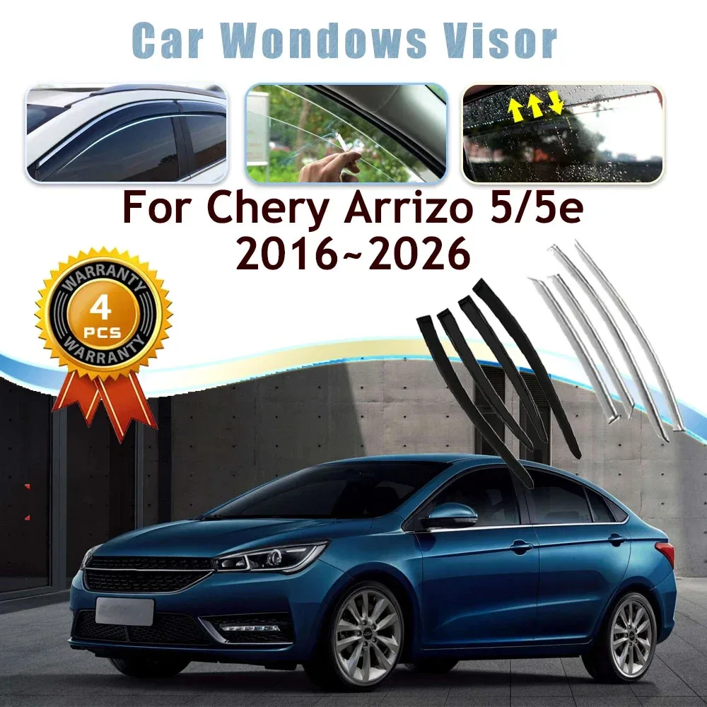 

Car Window Visors For Chery Arrizo 5 EX Sinogold Junxing 2016~2026 Waterproof Sun Rain Guard Trim Vent Coverage Auto Accessories