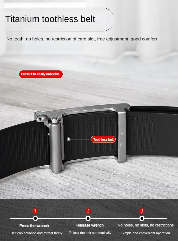 3.5cm/1.38\'\' Titanium Leather Belt for Men Top Grain Leather Automatic Buckle Inner-Wear Design Men\'s Business Casual Belts