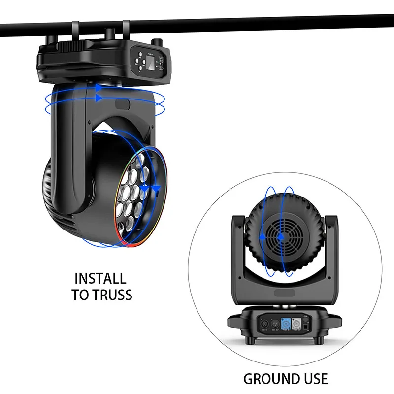 Luz LED con cabezal móvil Zoom Wash, 19x15W, con tira LED, Fiesta Disco, Club, Bar, boda, efecto DMX512, luz de escenario, espectáculo de eventos