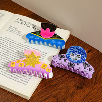 3PCS Disney fairy-tale character inspired hair claw, purple elegant rhinestone hair claw, elegant fully diamond-encrusted purple