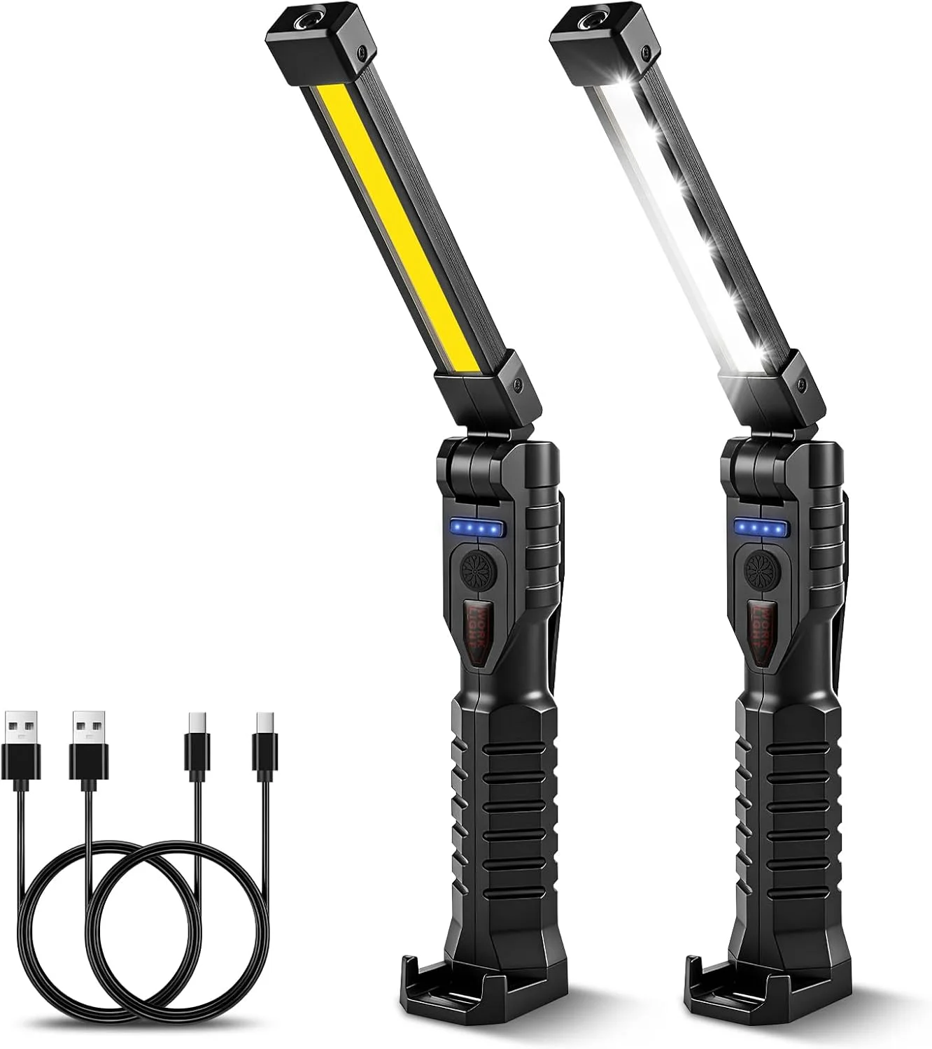 Magnetic LED Work Light, 7 Modes, 180° Rotating Rechargeable COB Flashlight with Magnet for Car Repair, Camping & Emergency Use