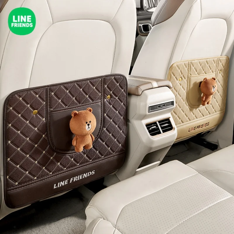 Line Friends Brown Doll Car Anti-Kick Mat Rear Seat Back Car Children Car Protection Anti-Kick Wear Pad Protective Products Gift