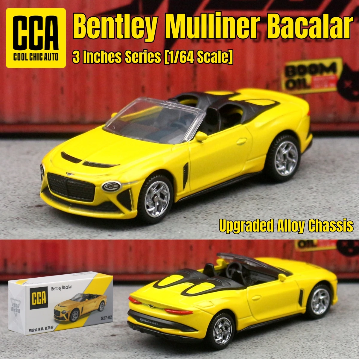 Modelo en Miniatura Bentley Mulliner Bacalar 1/64 CCA 1:64, Auto de Juguete de Aleación de Zinc de 3 Pulgadas, Ruedas Libres, Colección de Autos Fundidos a Presión, Regalo para Niños