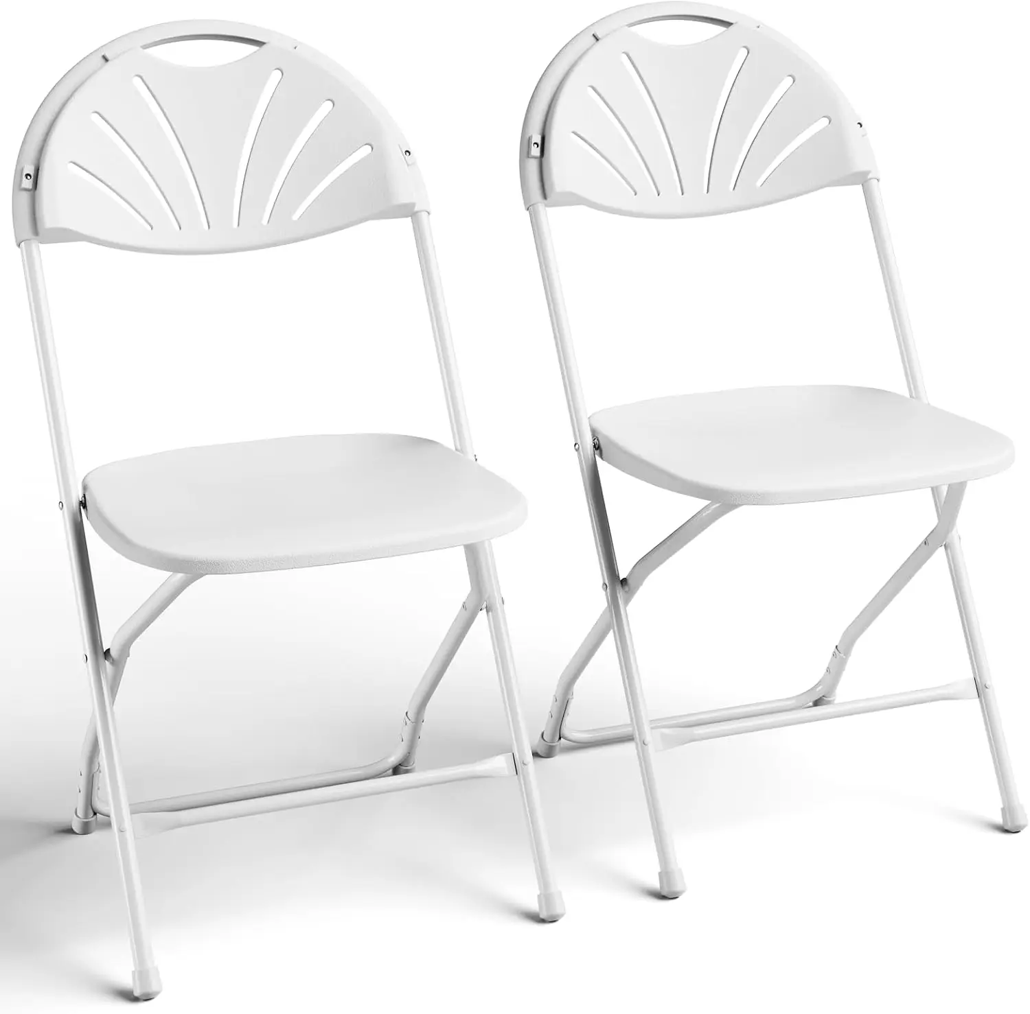 

TitanPRO White Fanback Plastic Folding Chairs - Folding Dining Chairs with 18 Gauge Steel Frame - Commercial Grade, Customized